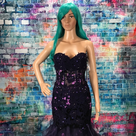 JOVANI Purple Glitter Corset Prom Gown! #172008 - Picture 4 of 7